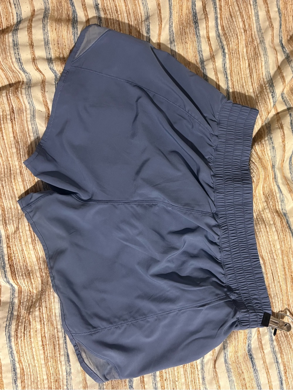 Women’s dusty blue Athletic Shorts with Mesh Hem - Picture 2 of 3
